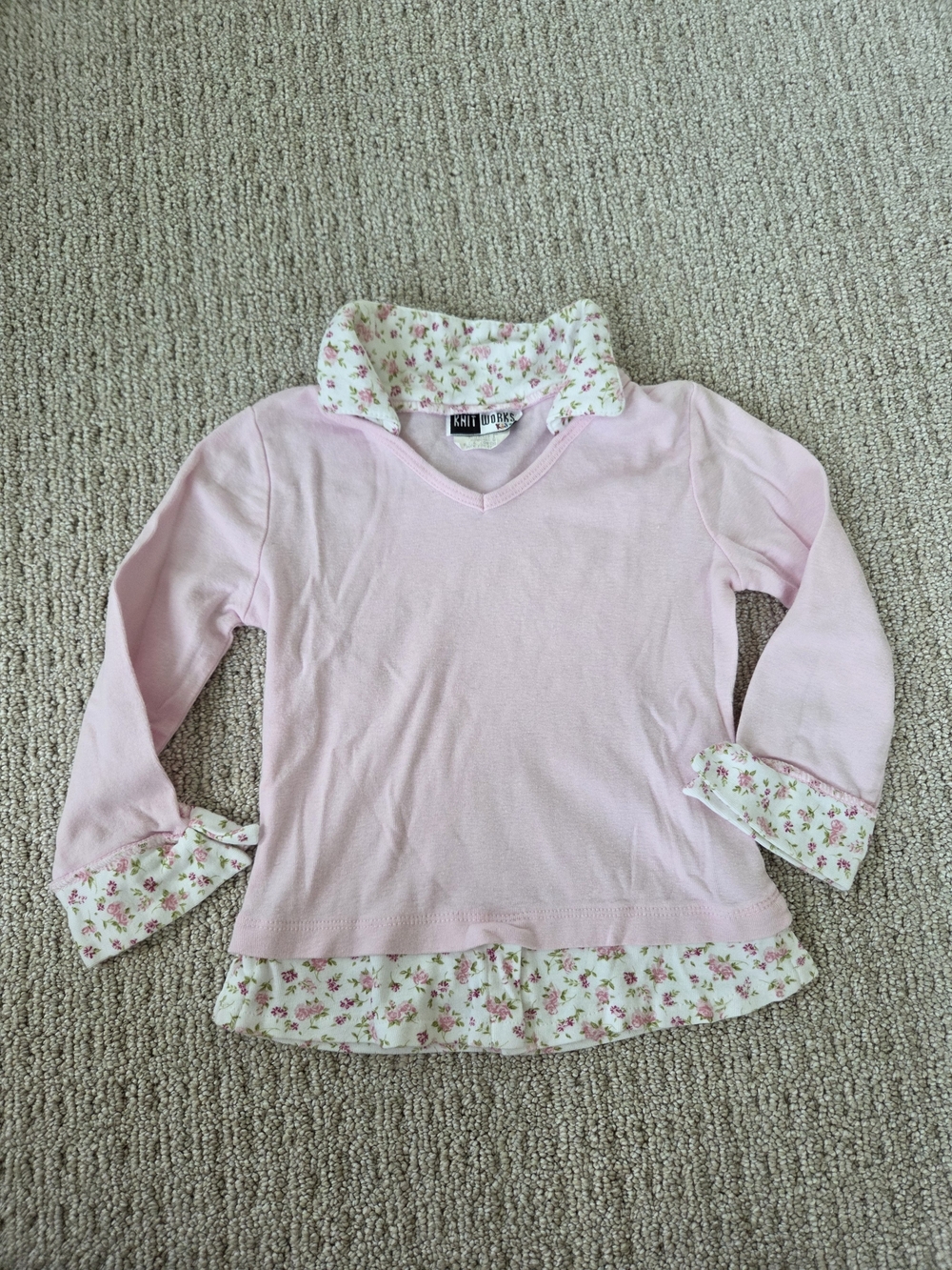 Knit Works Kids Pink Floral Long Sleeve Top Size 6/Large